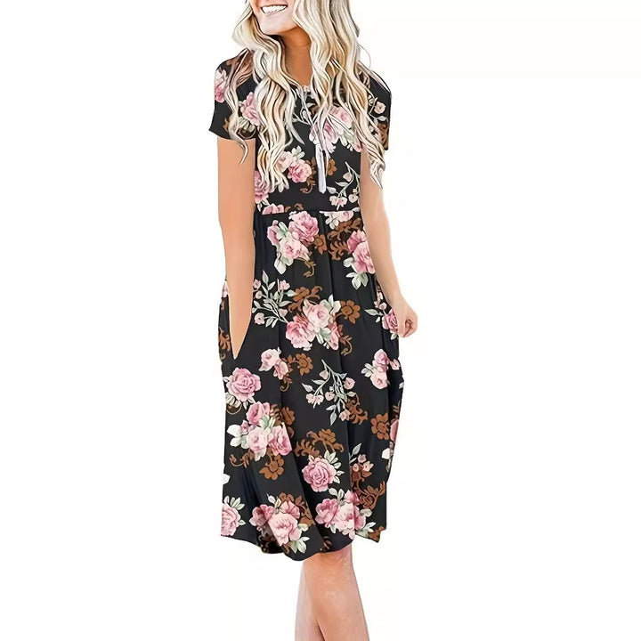 Dame blomster mønster midi kjole Stilla