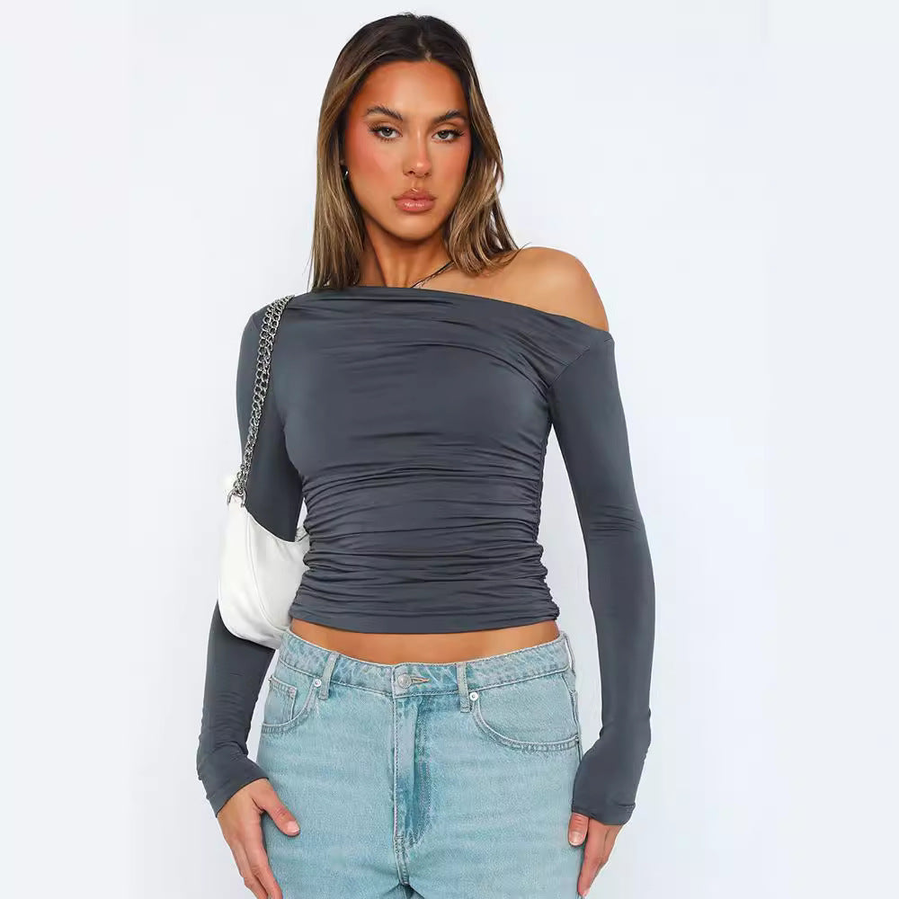 Damer Rynk Longsleeve med asymmetrisk U-hals Stilla