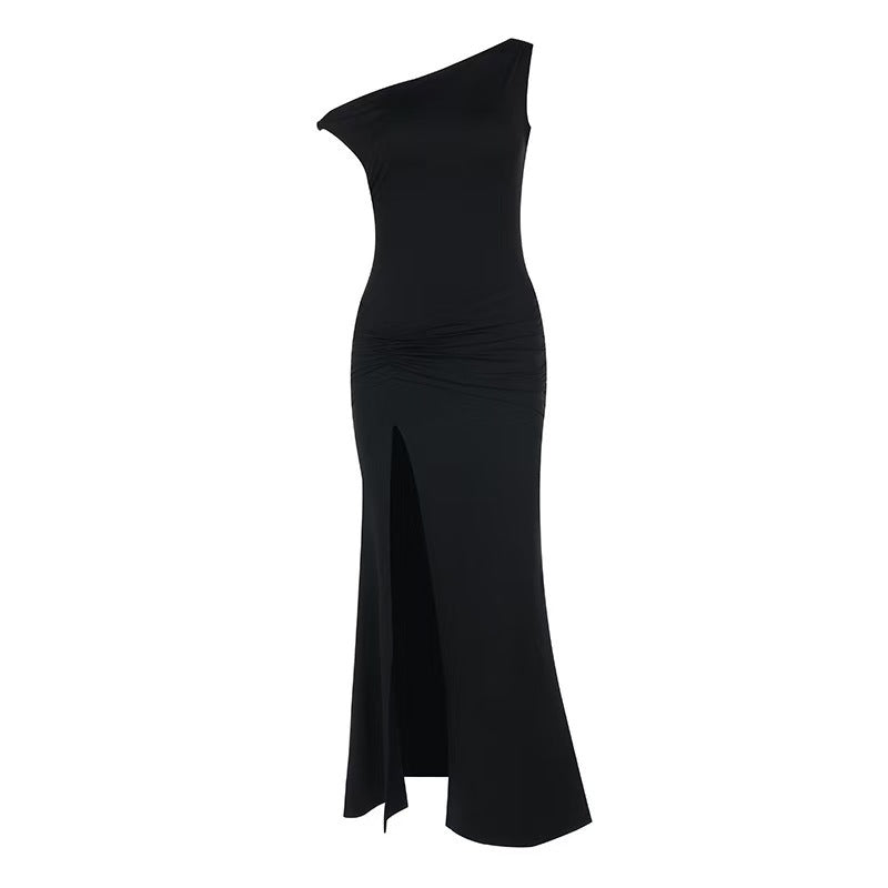 Damer Off-Shoulder Maxikjole med elegant ruffle-detalje og sidelids Skovae