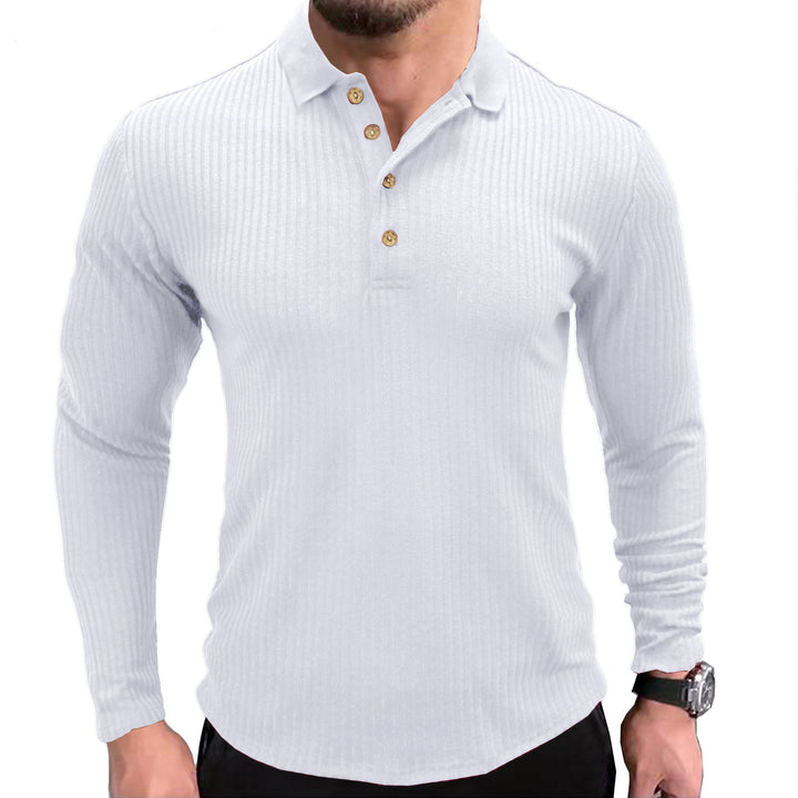 Herre Langærmet Poloshirt med struktureret Ribdesign Stilla
