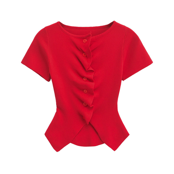 Dame Rüsch.Button-Up Peplum Bluse Stilla