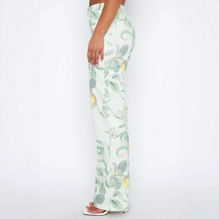 Dame casual Cargo-bukser med frisk botanisk print Skovae