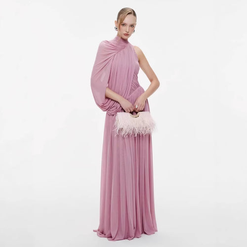 Dame Elegant aften kjole med asymmetrisk design og smart drapering Skovae