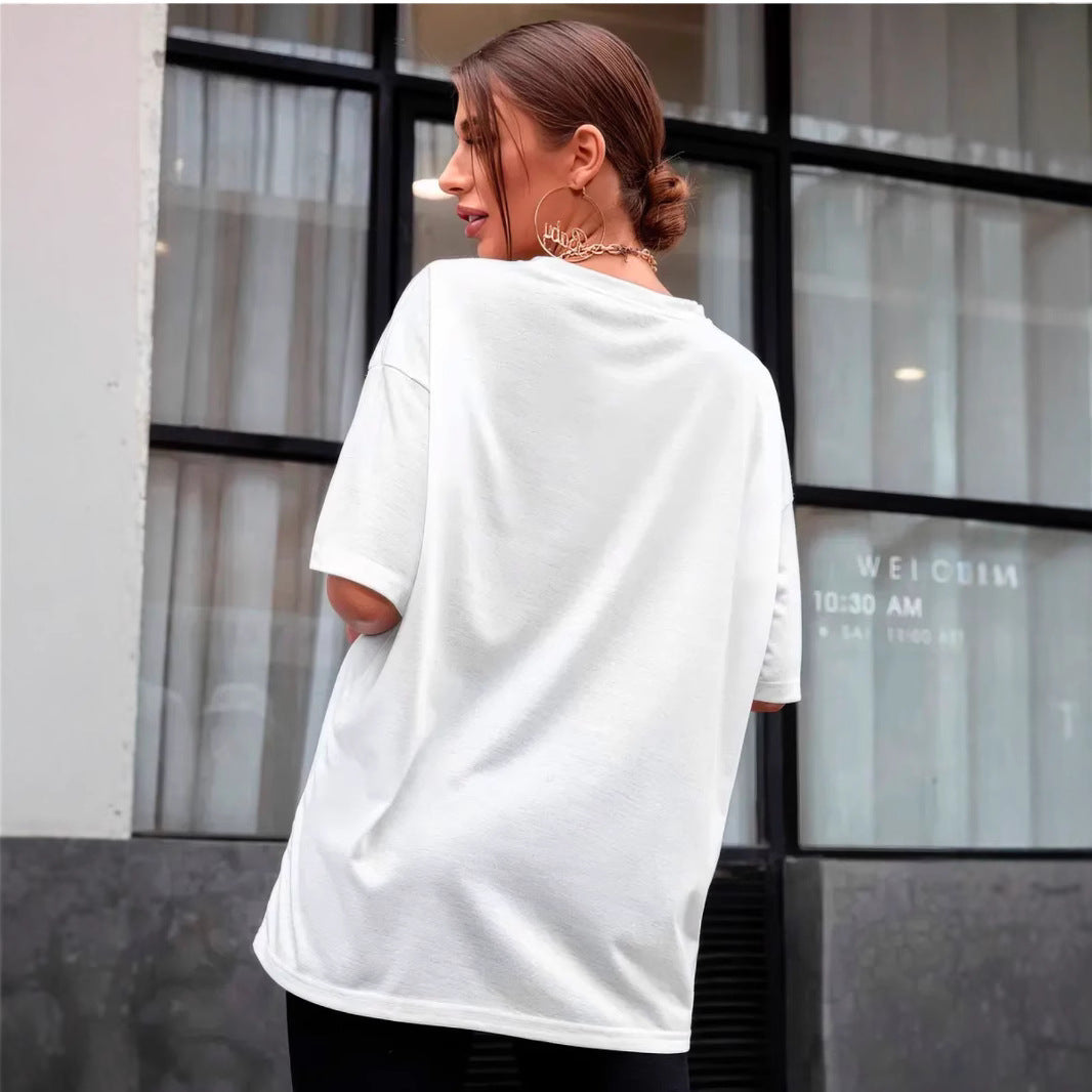 Dame T-shirt med afslappet b Bear-motiv og inspirerende udtalelse Stilla