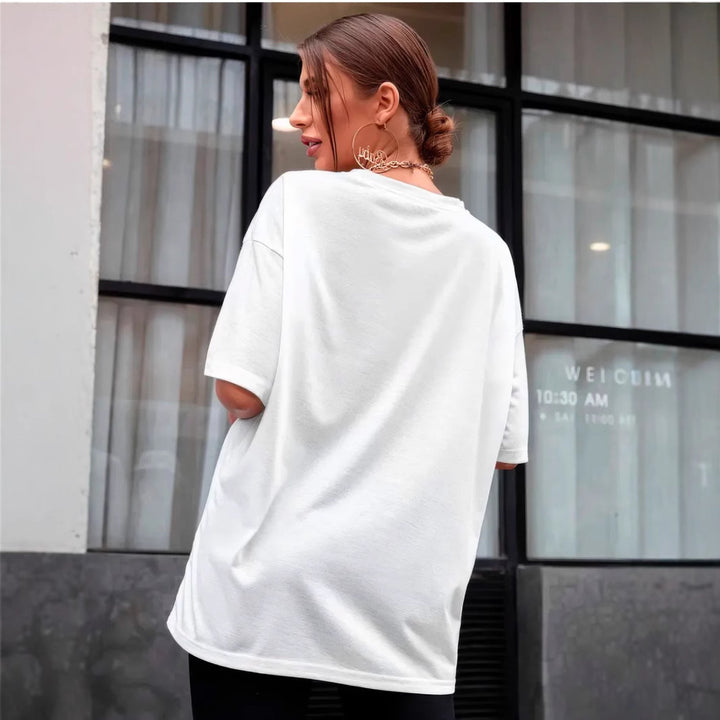 Dame T-shirt med afslappet b Bear-motiv og inspirerende udtalelse Stilla
