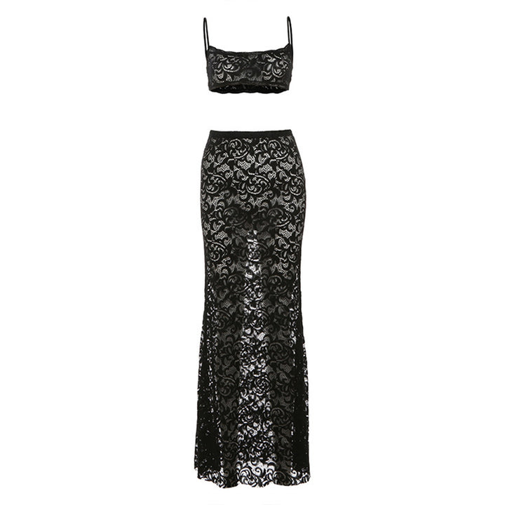 Dame Spids To-delt med Crop-Top og Maxi-Nederdel Stilla