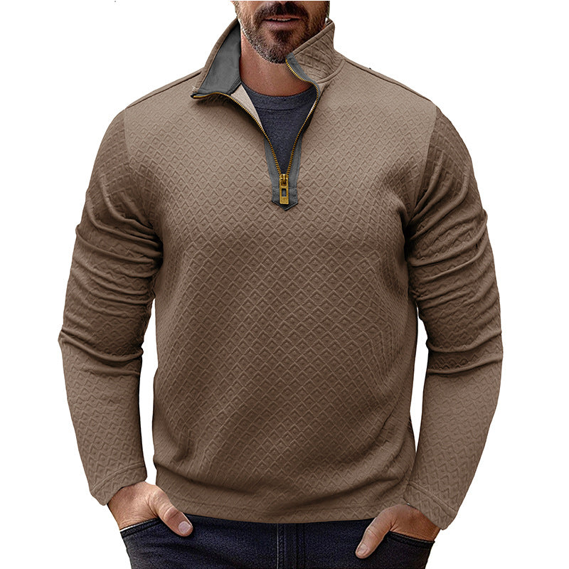 Herre moderigtig pullover med halvmultipart zip Stilla