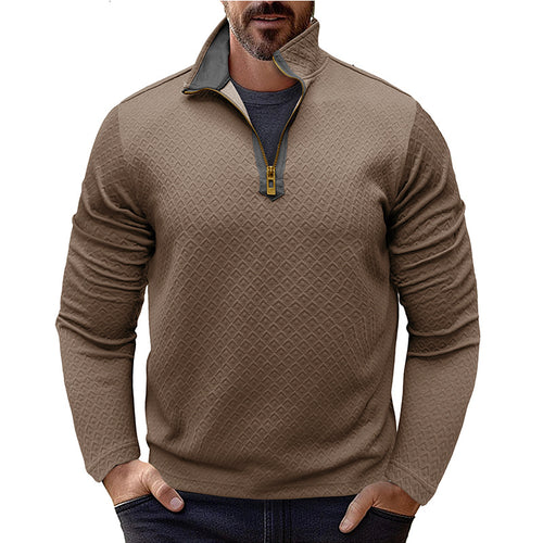 Herre moderigtig pullover med halvmultipart zip Stilla