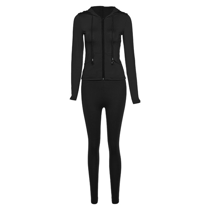 Dame Sporty To-delt Sæt med Hættejakke og tætsiddende Leggings Stilla