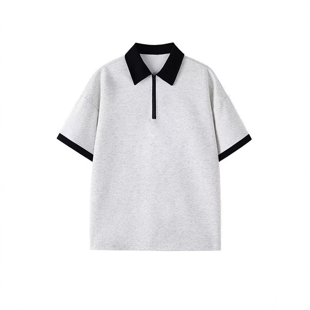 Herrer Poloshirt med moderigtigt lynlåsdetaile og kontrasterende krave Stilla