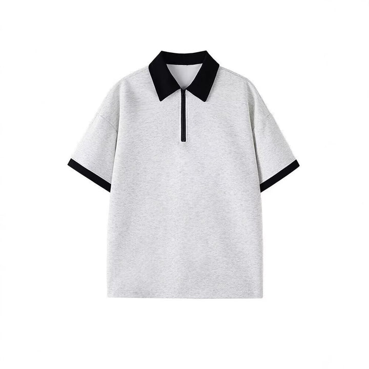 Herrer Poloshirt med moderigtigt lynlåsdetaile og kontrasterende krave Stilla