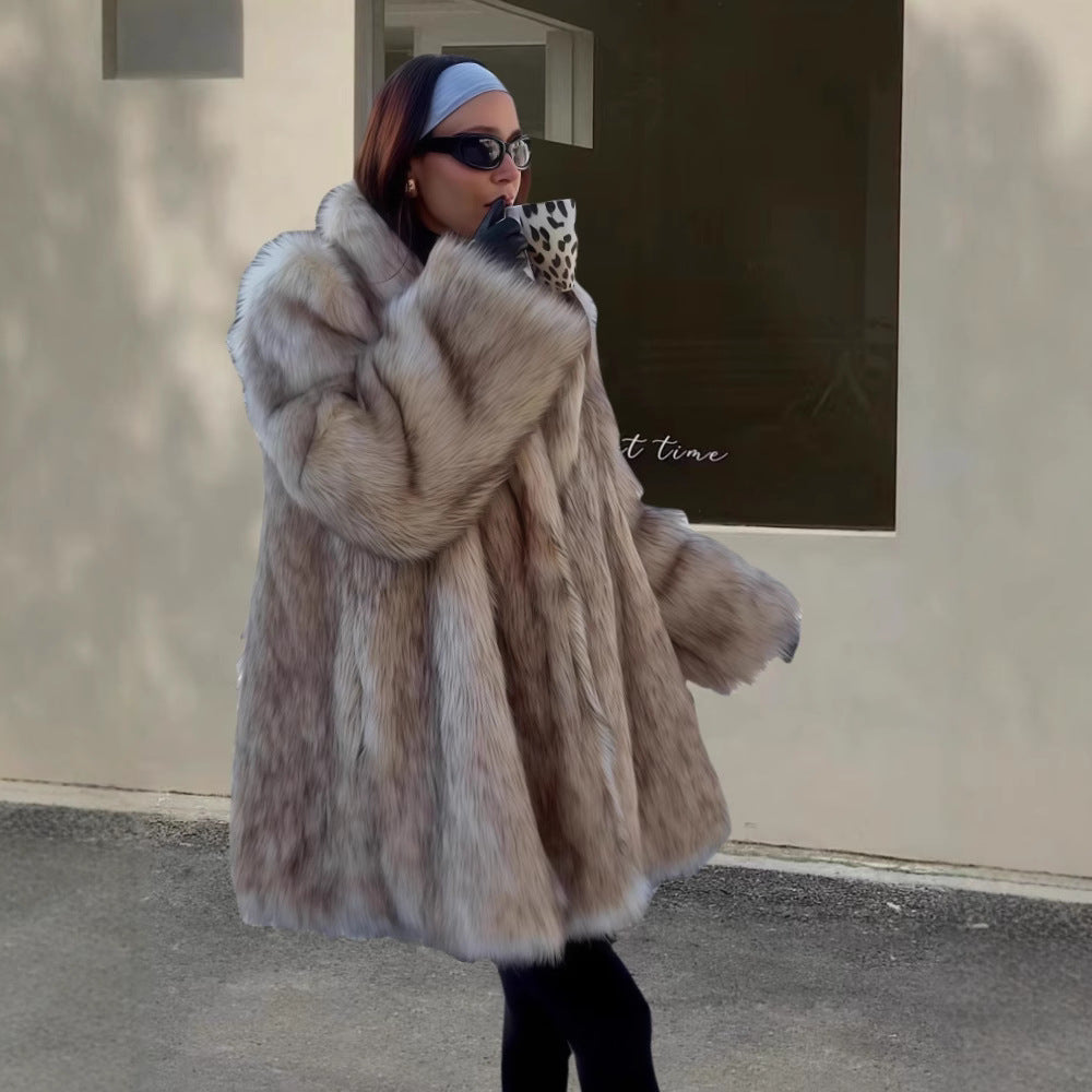 Dame Kunstpels Frakke med oversized snit og elegante detaljer Stilla