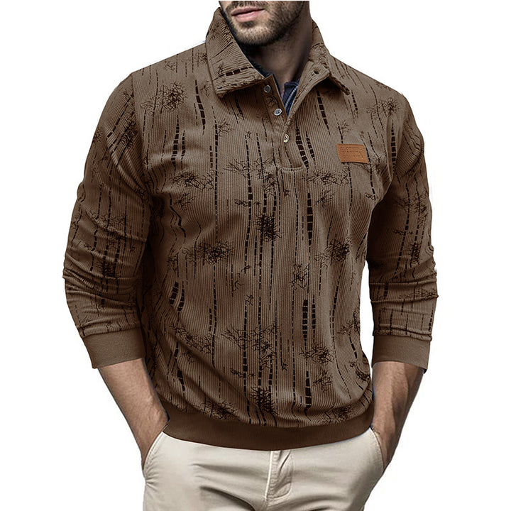 Herrer moderigtig sweater i struktureret design med krave og knapliste Stilla