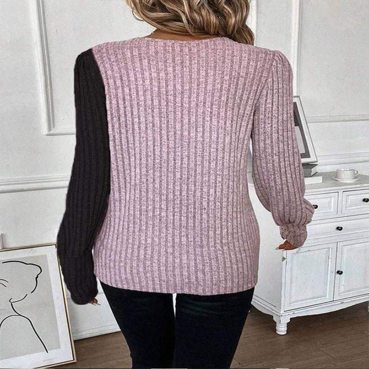 Kvinders sweater med asymmetrisk snit og knapdetaljer Stilla