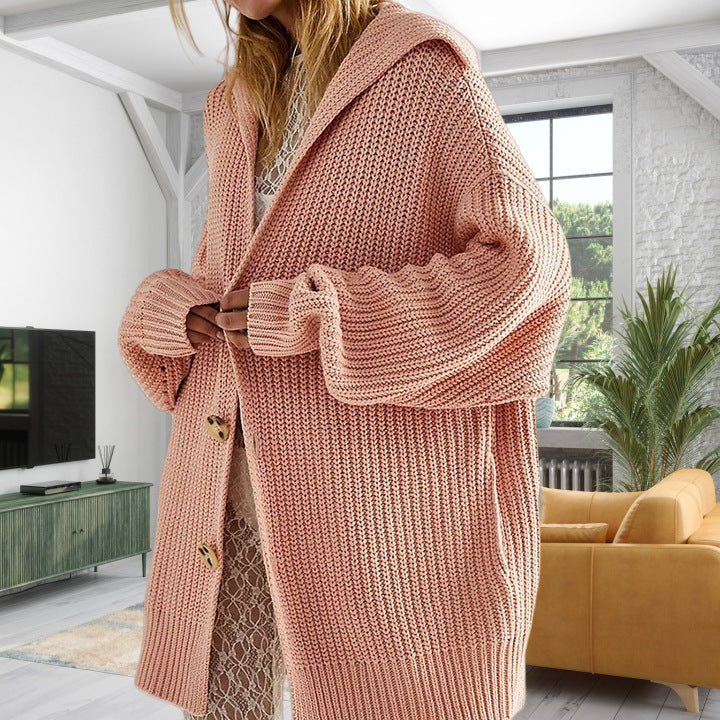 Dame oversized strikjakke med åben front og praktiske lommer Stilla