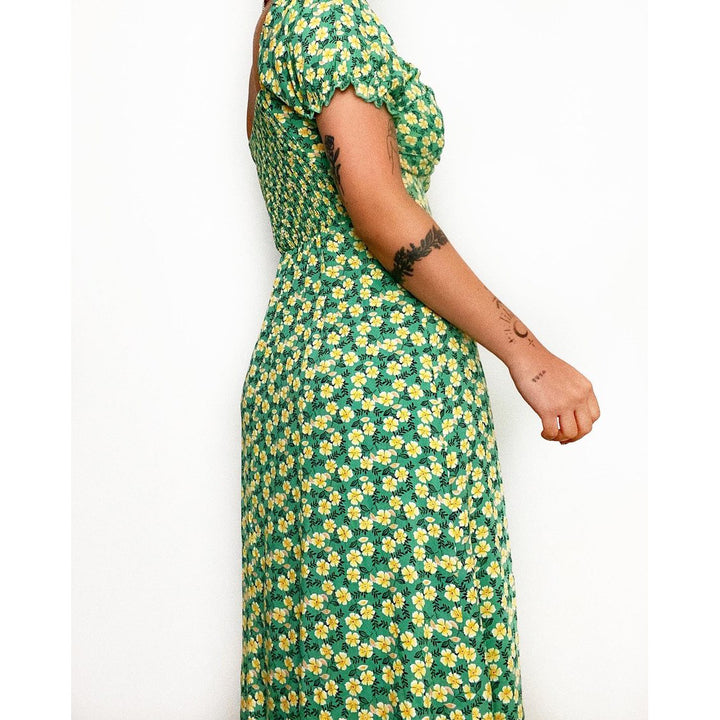 Damer Elegant Maxi Kjole med Hjerteformet Udsnit og Blomsterdetaljer