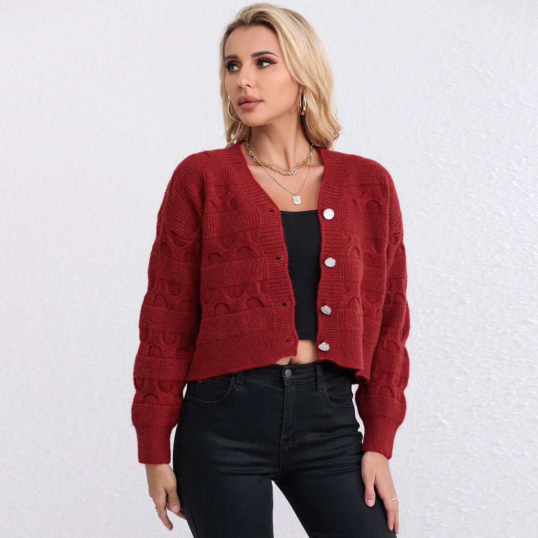 Kvinders chunky strikket cardigan med unikt mønster og behagelig pasform Stilla