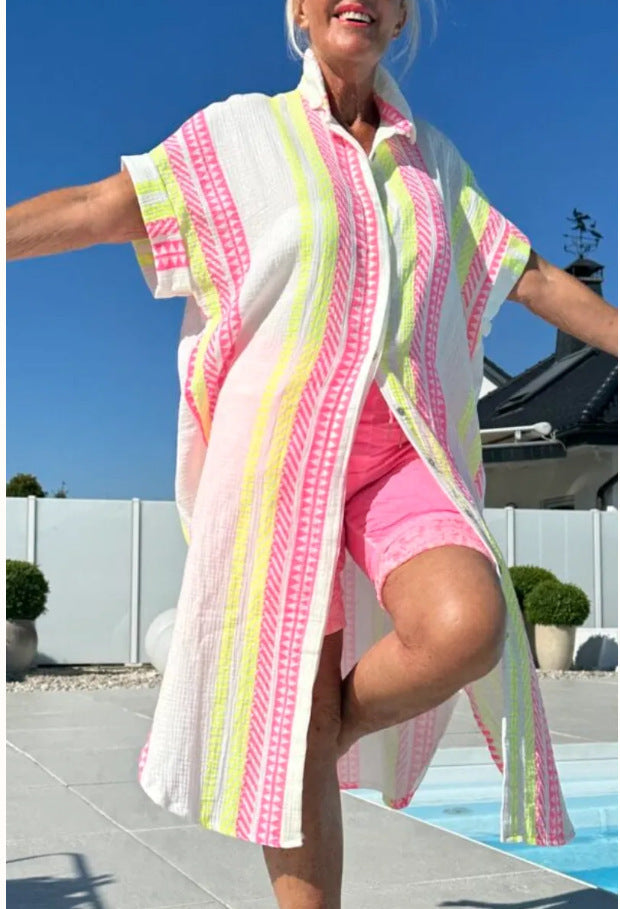 Damer Let bomulds Button-Up overkjole Stilla