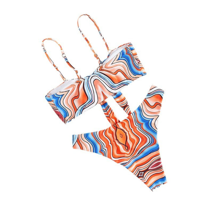 Damer Højtaljet Swirl Print Bikini Sæt Stilla