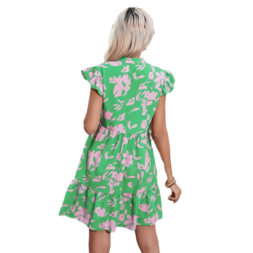 Dame Rødtud Floral Mini Kjole Stilla