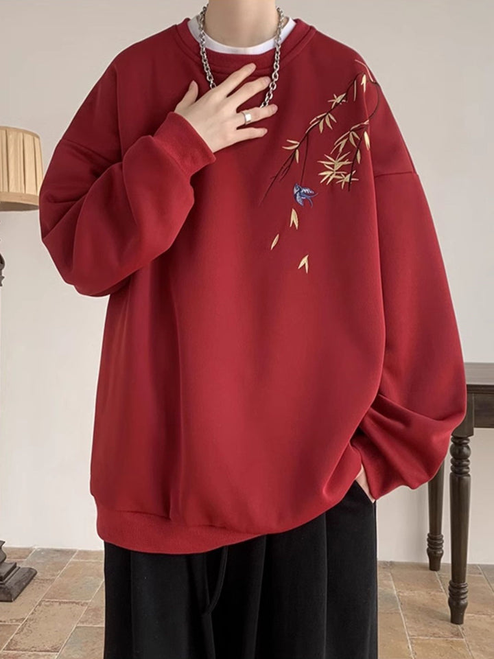 Dame afslappet sweatshirt med kreativt blomsterbroderi og behagelig pasform Stilla
