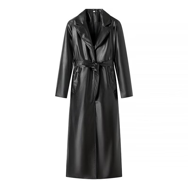 Dame Kunstlæder-Trenchcoat med moderne snit og elegante detaljer Stilla