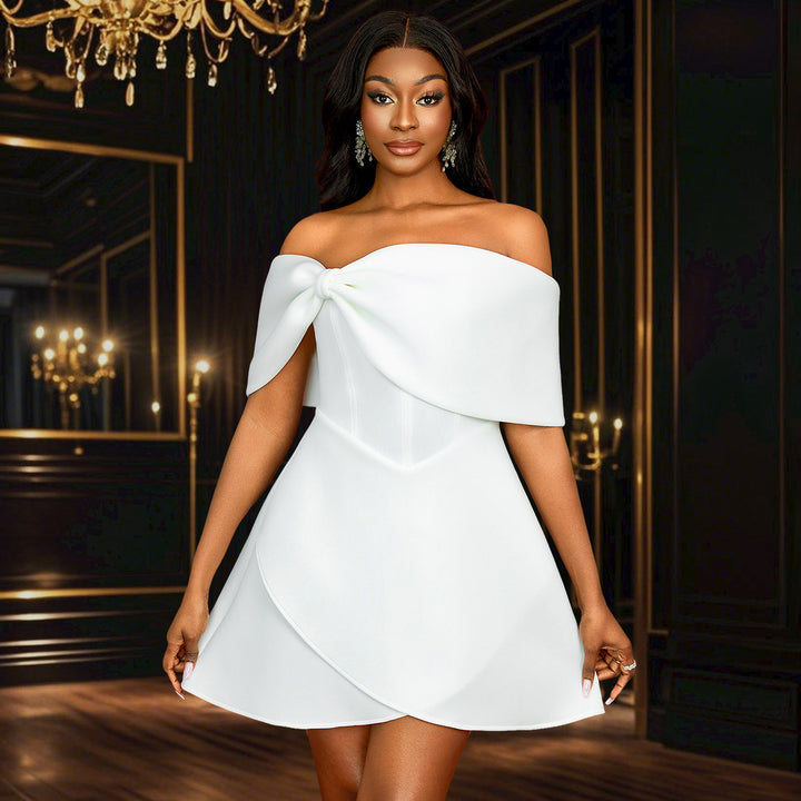 Dame Off-Shoulder Mini-kjole med sløjfe-detalje Skovae