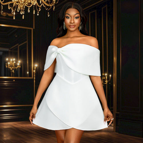 Dame Off-Shoulder Mini-kjole med sløjfe-detalje Skovae
