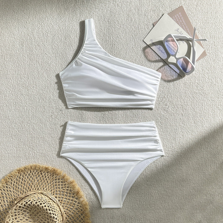 Dame High-Waist Bikini-Sæt med asymmetrisk top og elegant snit Stilla
