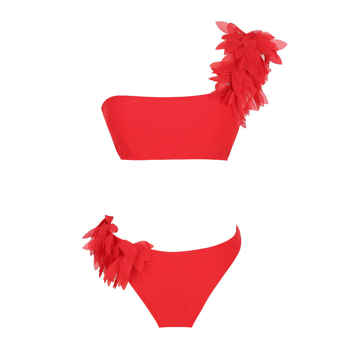 Dame Bikini-sæt med 3D blomst applikationer og bandeau top Stilla