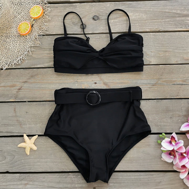 Dame bikini-sæt med elegant flæse og højtaljet trusse Stilla