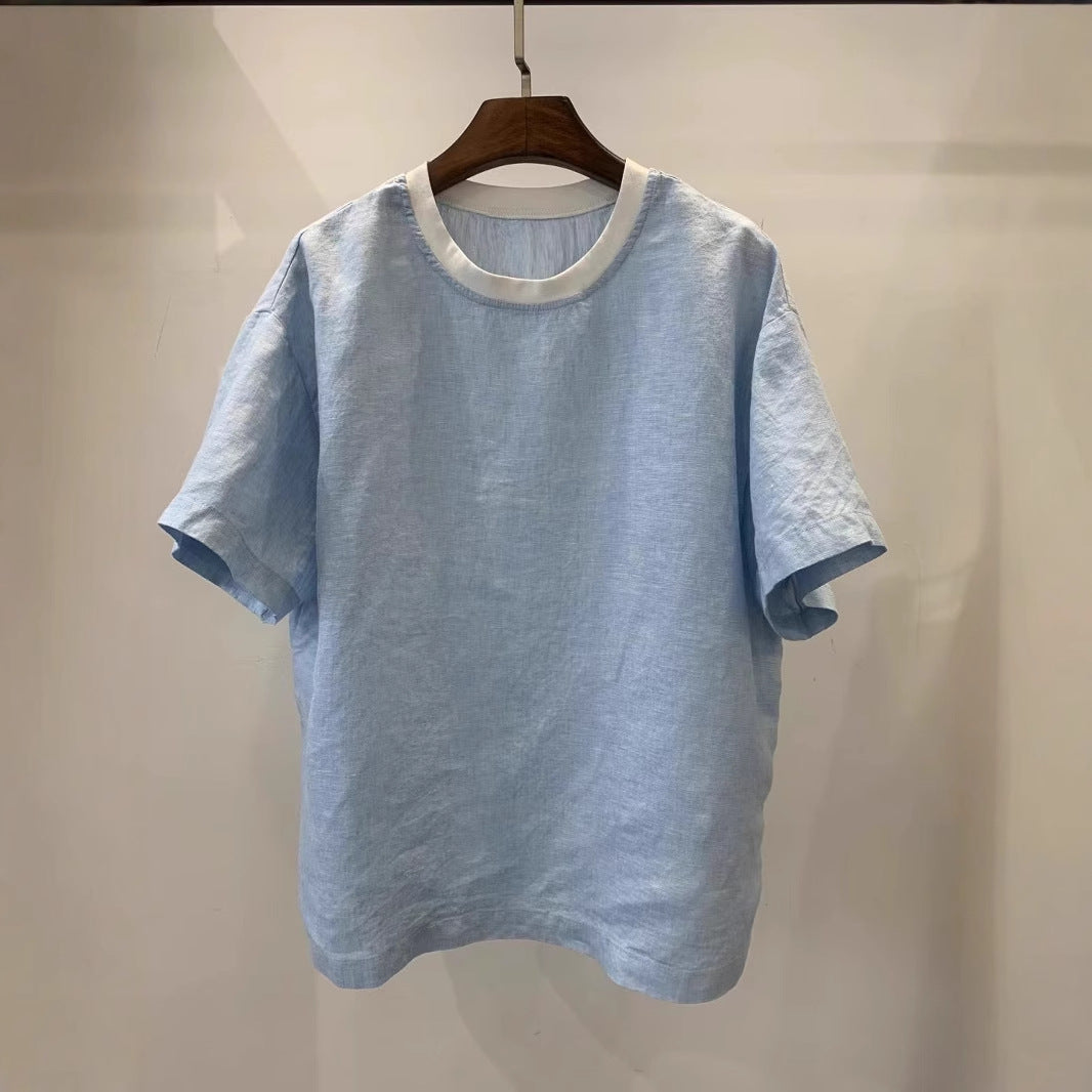 Femme Afslappet Pasform Stribet Linned T-Shirt Stilla
