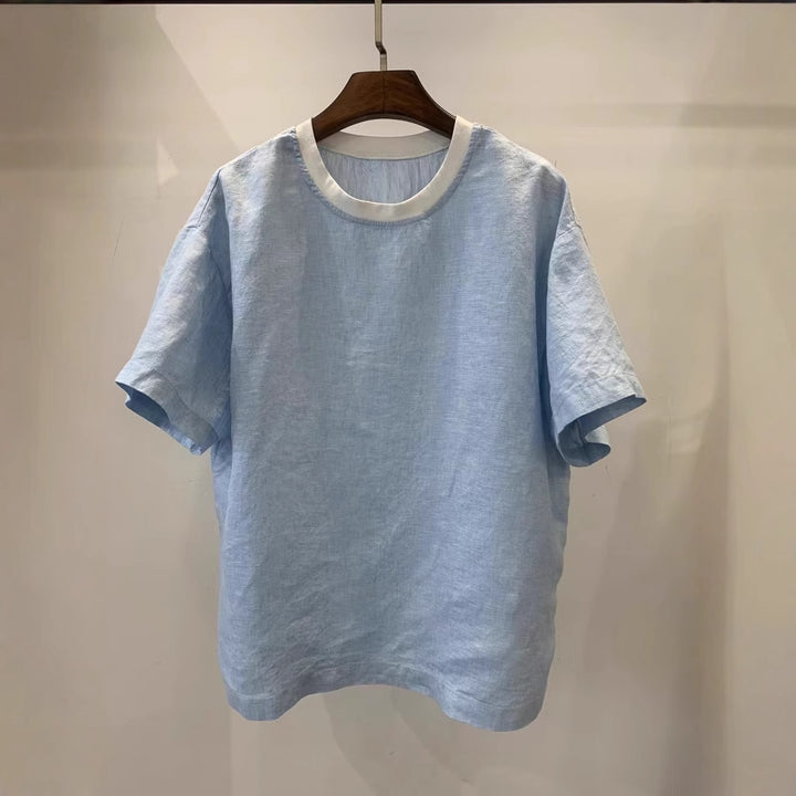 Femme Afslappet Pasform Stribet Linned T-Shirt Stilla