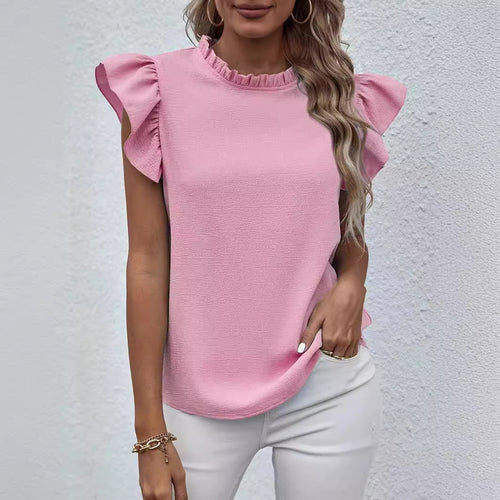 Damebluse med flæsedetaljer og kvalitetsstof Stilla