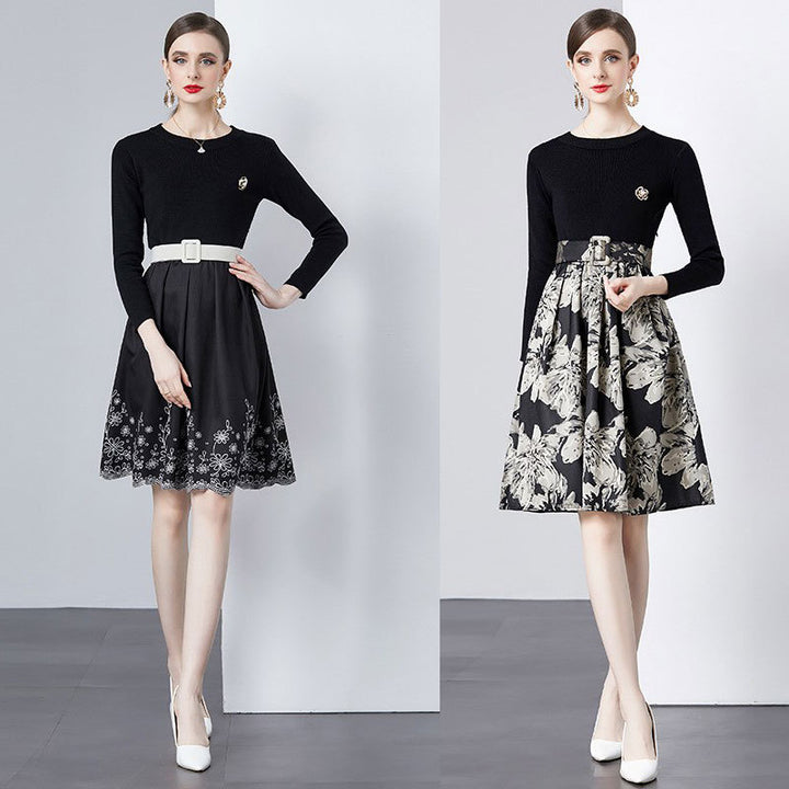 Dame Elegant Blomster Fit og Flare Kjole Stilla