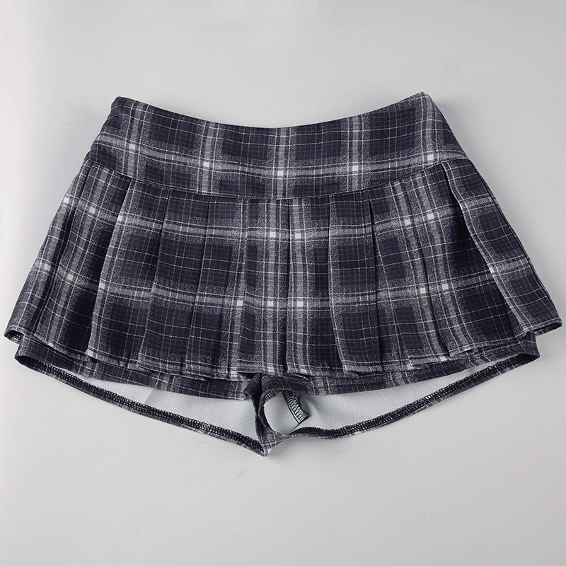 Dame Sporty Shorts med mode ternet mønster og elastisk talje Skovae