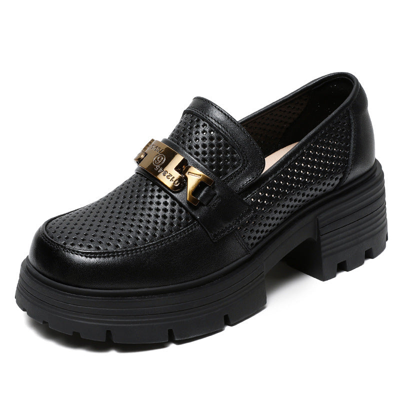Femme Stilige Perforerede Slip-On Loafers med Chunky Sål Stilla
