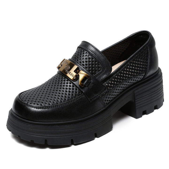 Femme Stilige Perforerede Slip-On Loafers med Chunky Sål Stilla