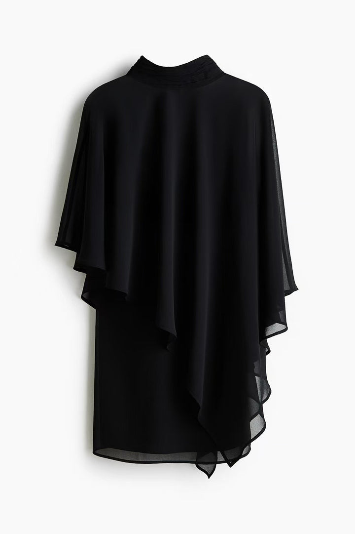 Kvindernes elegante chiffon tunika med asymmetrisk skæring og flydende design Skovae
