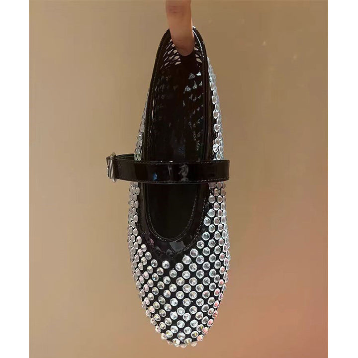 Femme Strass-besmykkede Mary Jane Flats Stilla