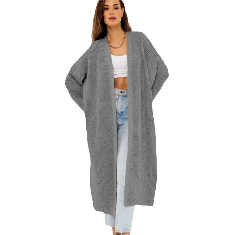 Kvinders chunky strikket cardigan med åben frontdesign og dybe lommer Stilla