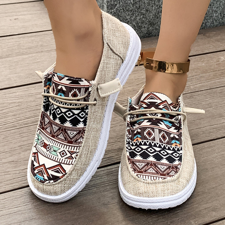 Dame Fritids Slip-On Sneakers med trendy Ethno-mønster Stilla