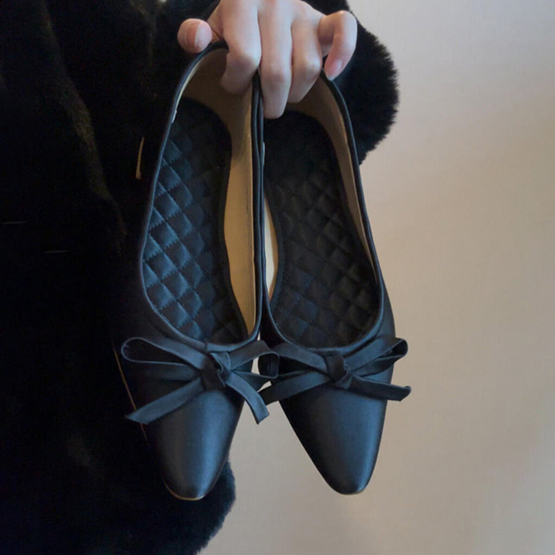 Dame Elegant Spidse Ballerina Flats med Sløjfeaccent Stilla