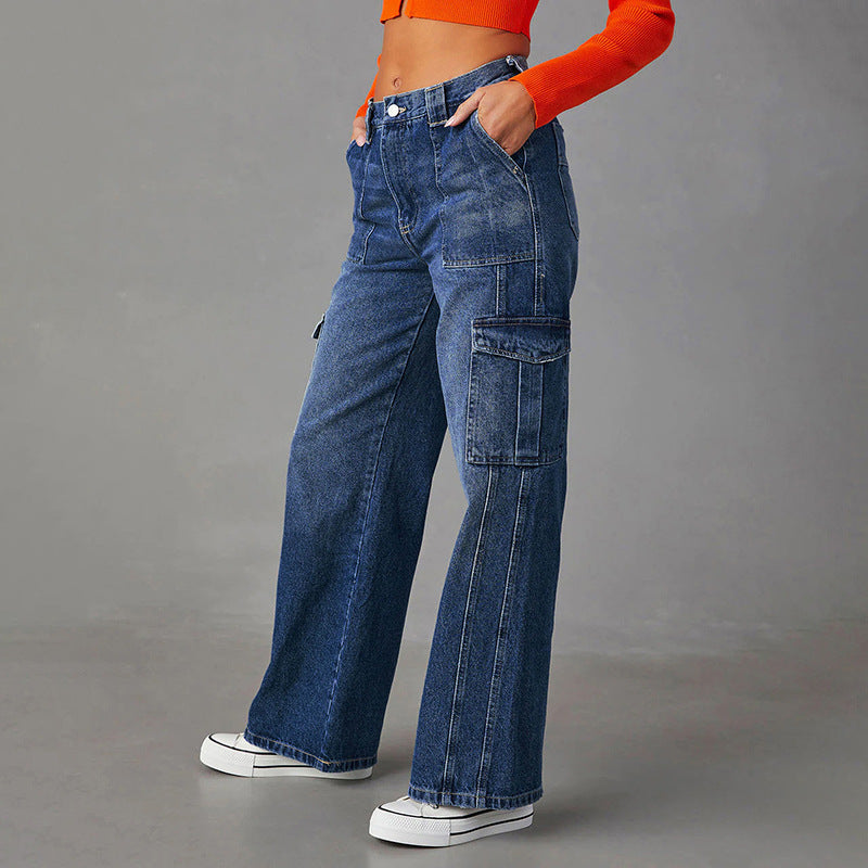 Dame Cargo-Jeans i afslappet oversized stil Stilla