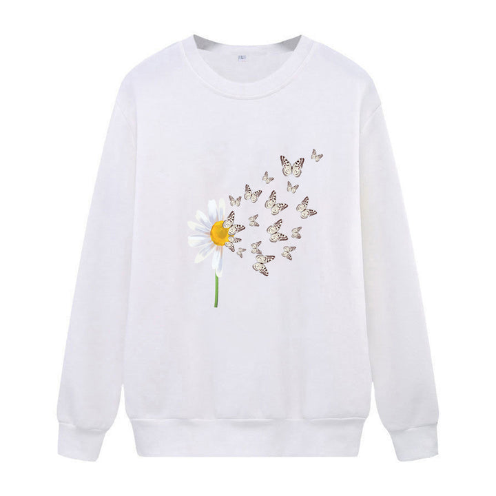 Kvinders sweatshirt med blomster sommerfugledesign Skovae