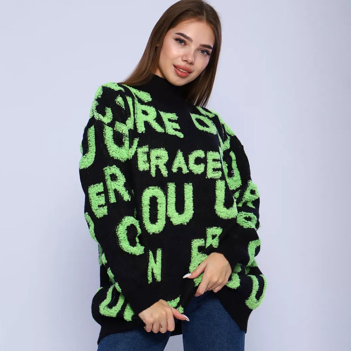Dames stilfulde statementsweater med høj krave og oversize pasform Stilla