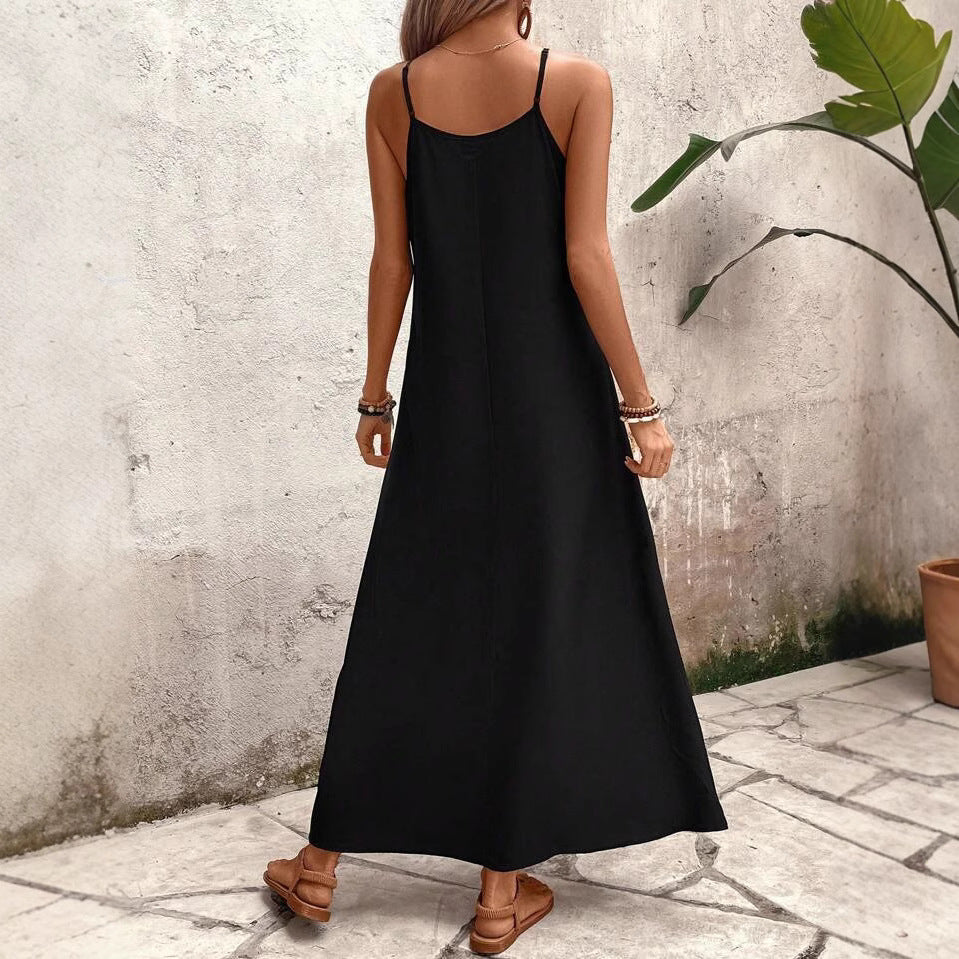 Kvinder Bohemian Floral Spaghetti-strop Maxi Kjole Stilla