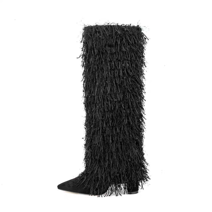 Femme Over-the-Knee Fjer Stiletto Støvler Stilla