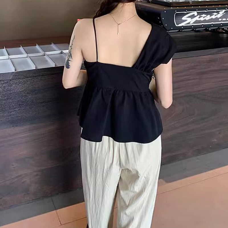 Dame asymmetrisk Peplum Top Stilla