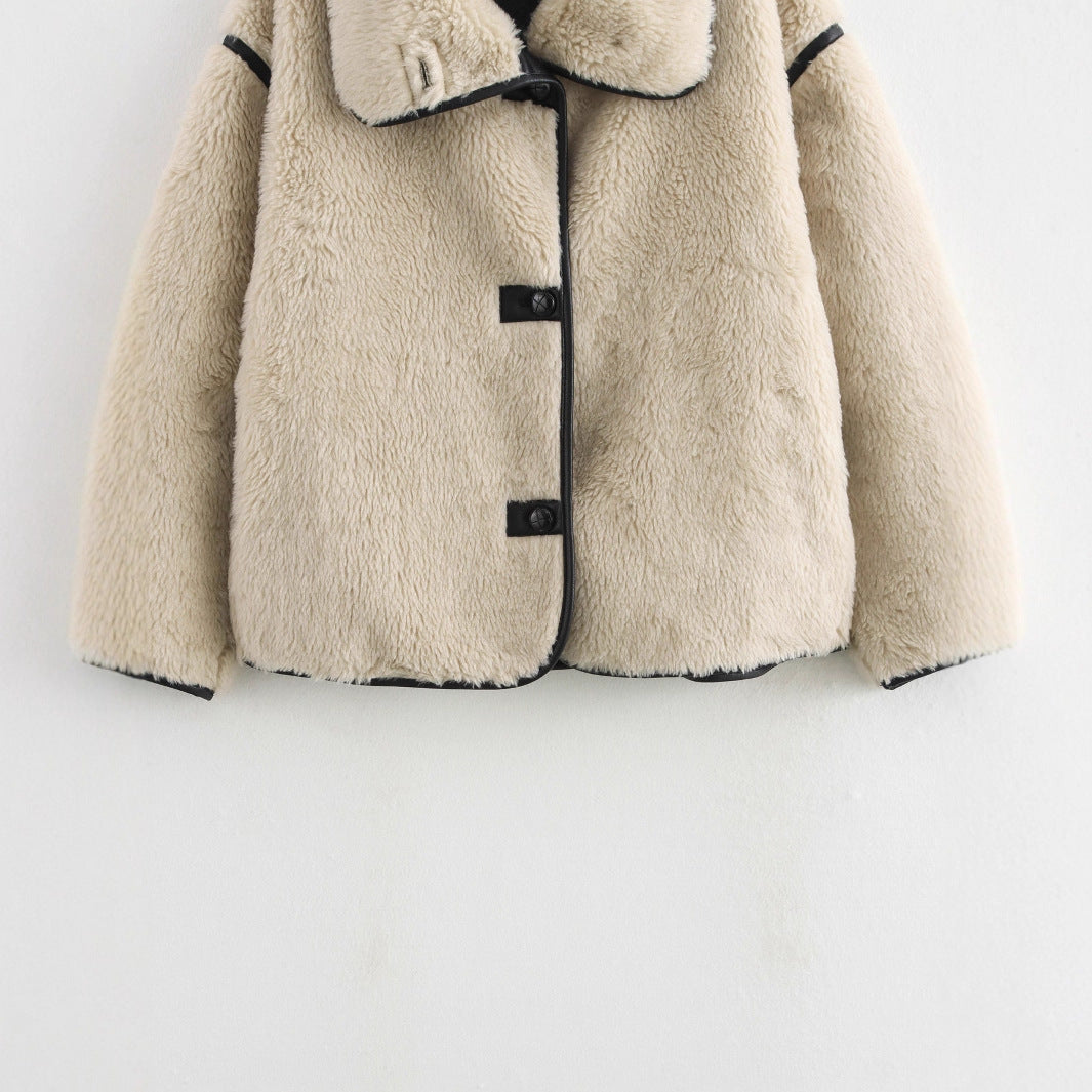 Kvindernes Plush Oversized Jakke med Højkvalitets Krave Stilla